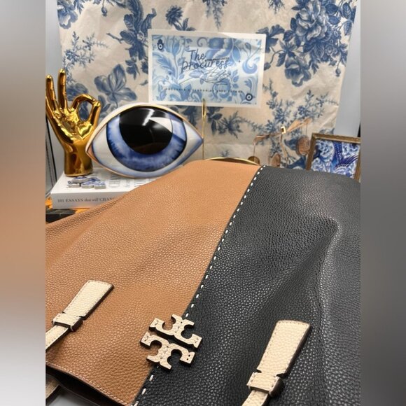 Tory Burch Two-Tone Black and Tan Tote - Picture 13 of 16